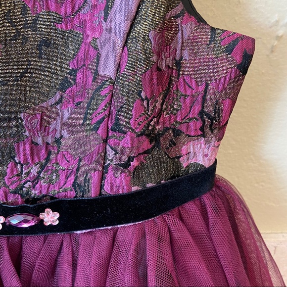 Zunie Dark Red Purple Embellished Girls Dress sz 4 - Picture 2 of 8